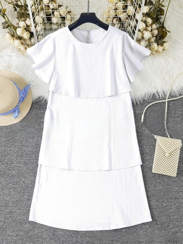 Cécile | Zomerse linnen midi-jurk met volantdetails