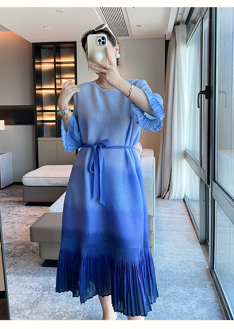 Nahla | Robe midi plissée à effet ombré subtil