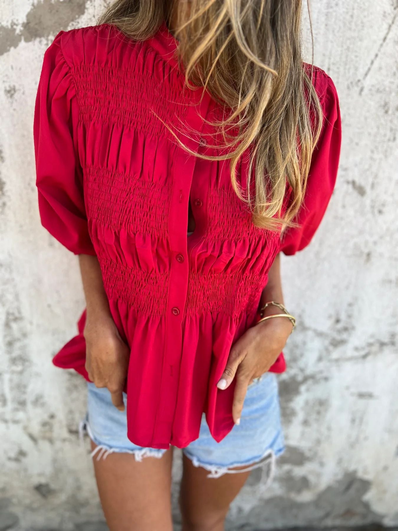Selin | Elegante blouse met pofmouw