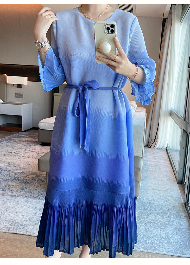 Nahla | Robe midi plissée à effet ombré subtil