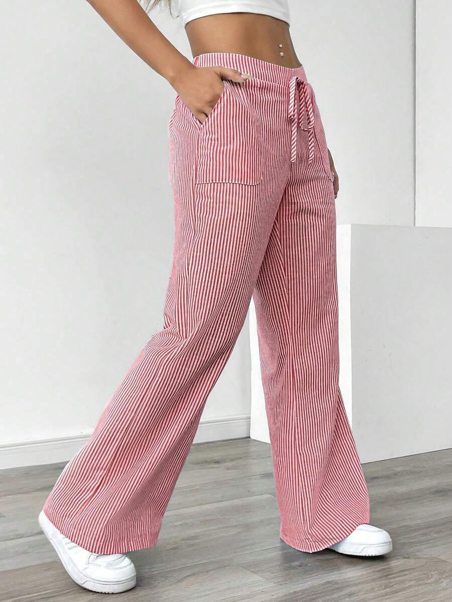 Nola | Gestreepte wide leg broek