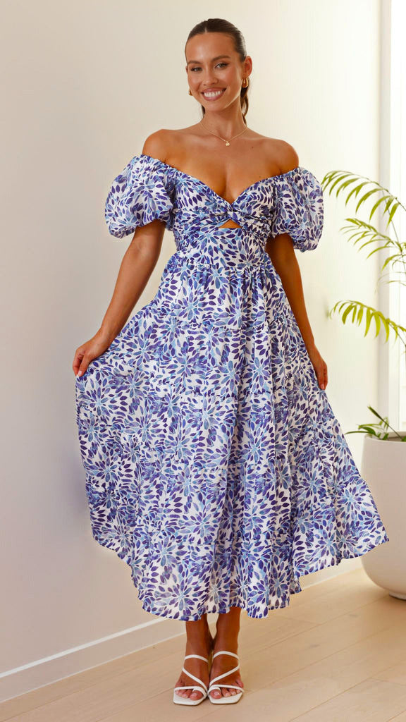 Isla | Maxi-jurk met taillecut-out en print