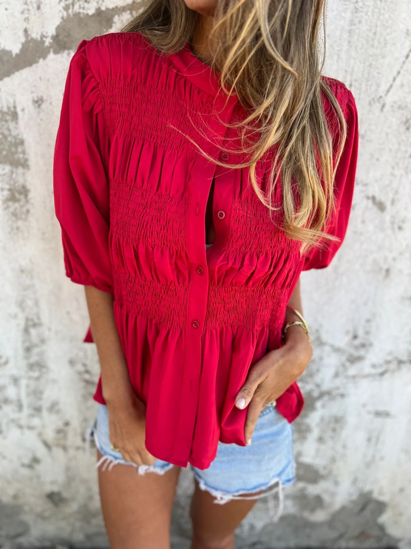 Selin | Elegante blouse met pofmouw