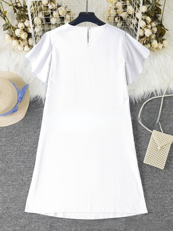 Cécile | Zomerse linnen midi-jurk met volantdetails