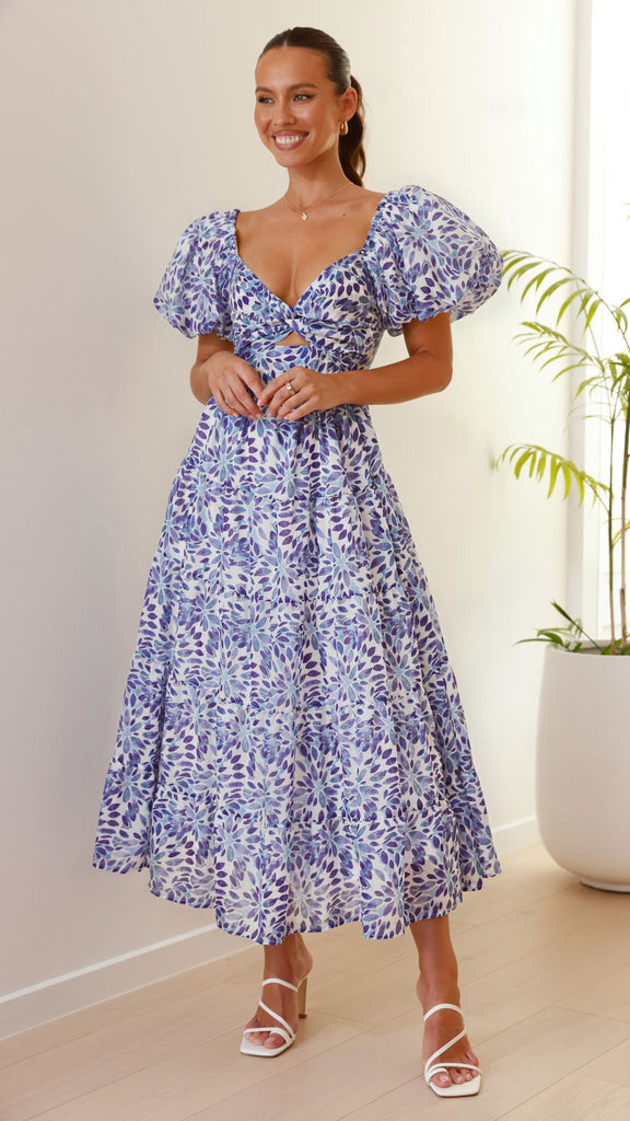 Isla | Maxi-jurk met taillecut-out en print
