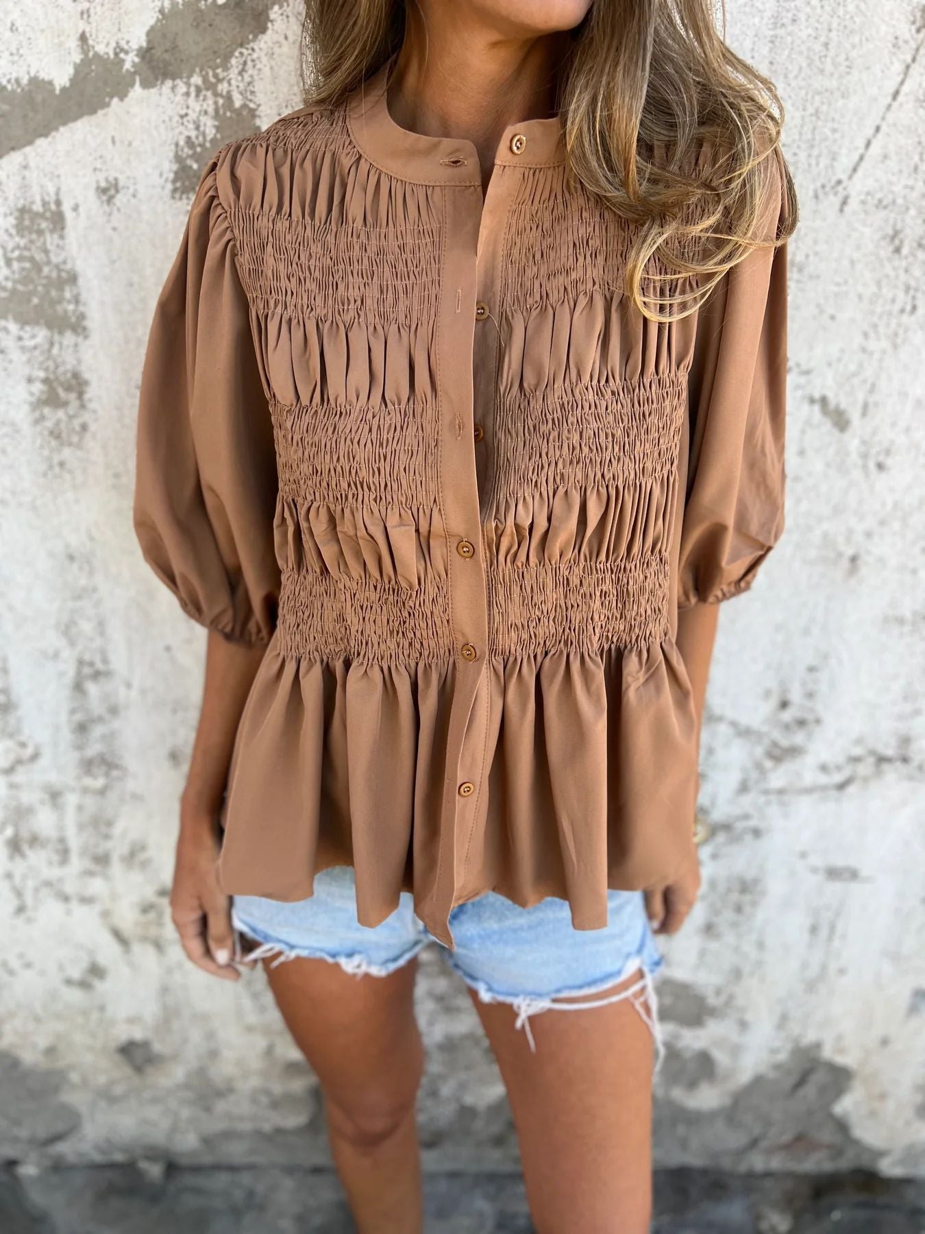 Selin | Elegante blouse met pofmouw
