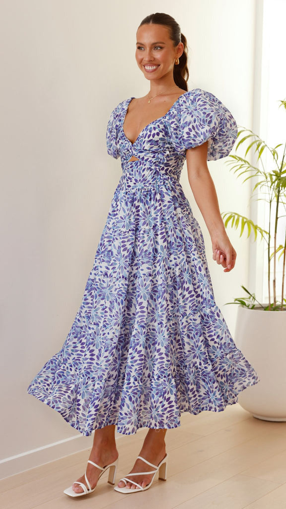 Isla | Maxi-jurk met taillecut-out en print