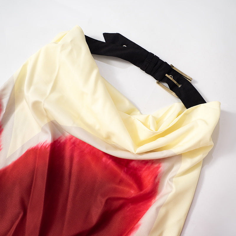 Liora | Strapless maxi-jurk met open rug en bloemprint