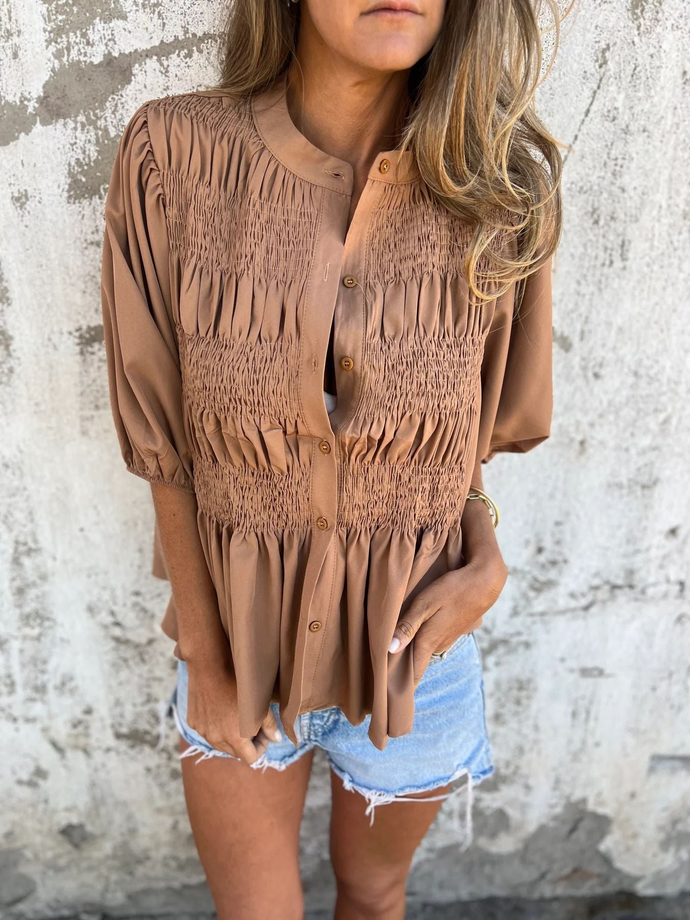 Selin | Elegante blouse met pofmouw