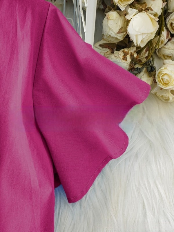Cécile | Zomerse linnen midi-jurk met volantdetails
