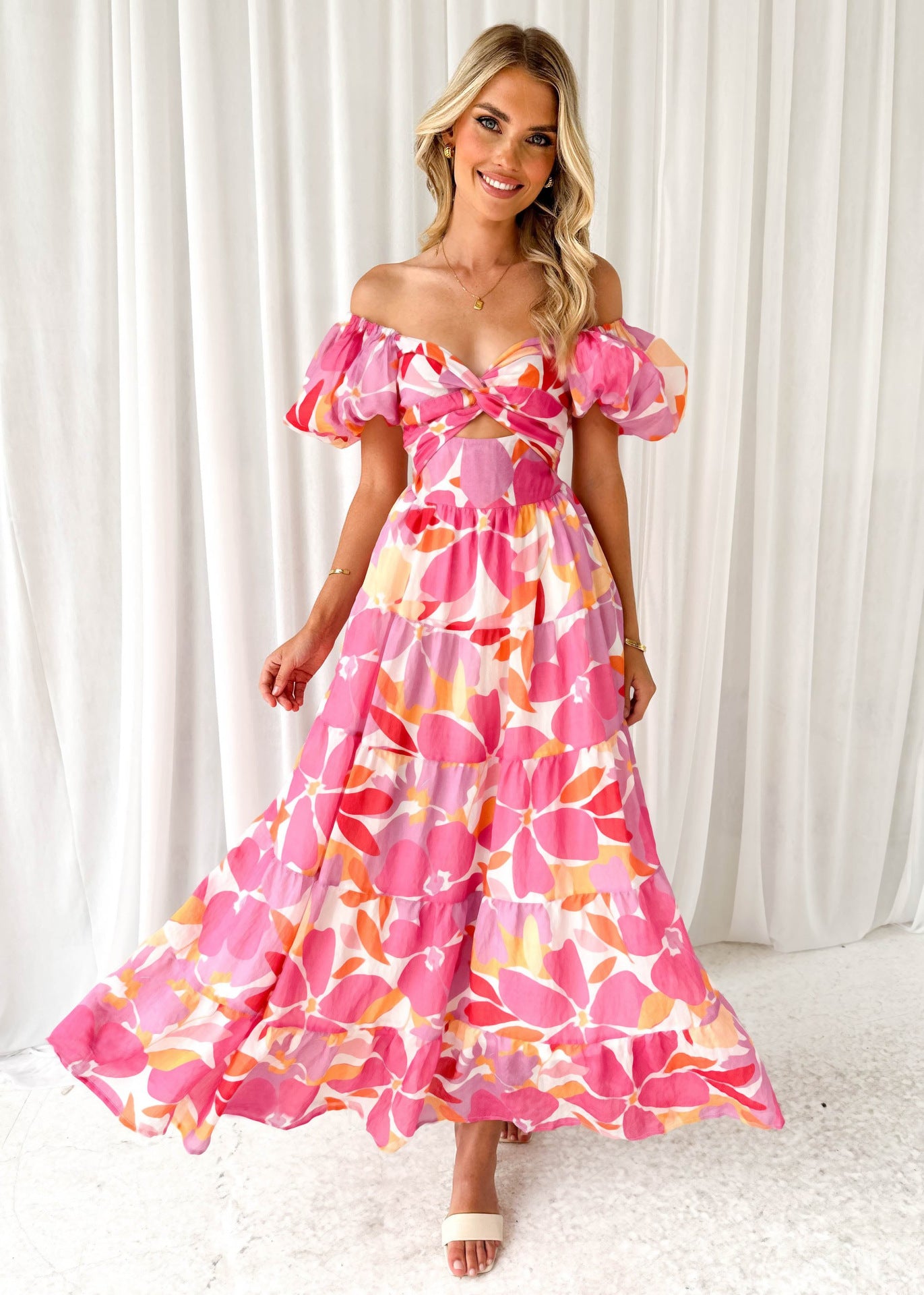 Isla | Maxi-jurk met taillecut-out en print