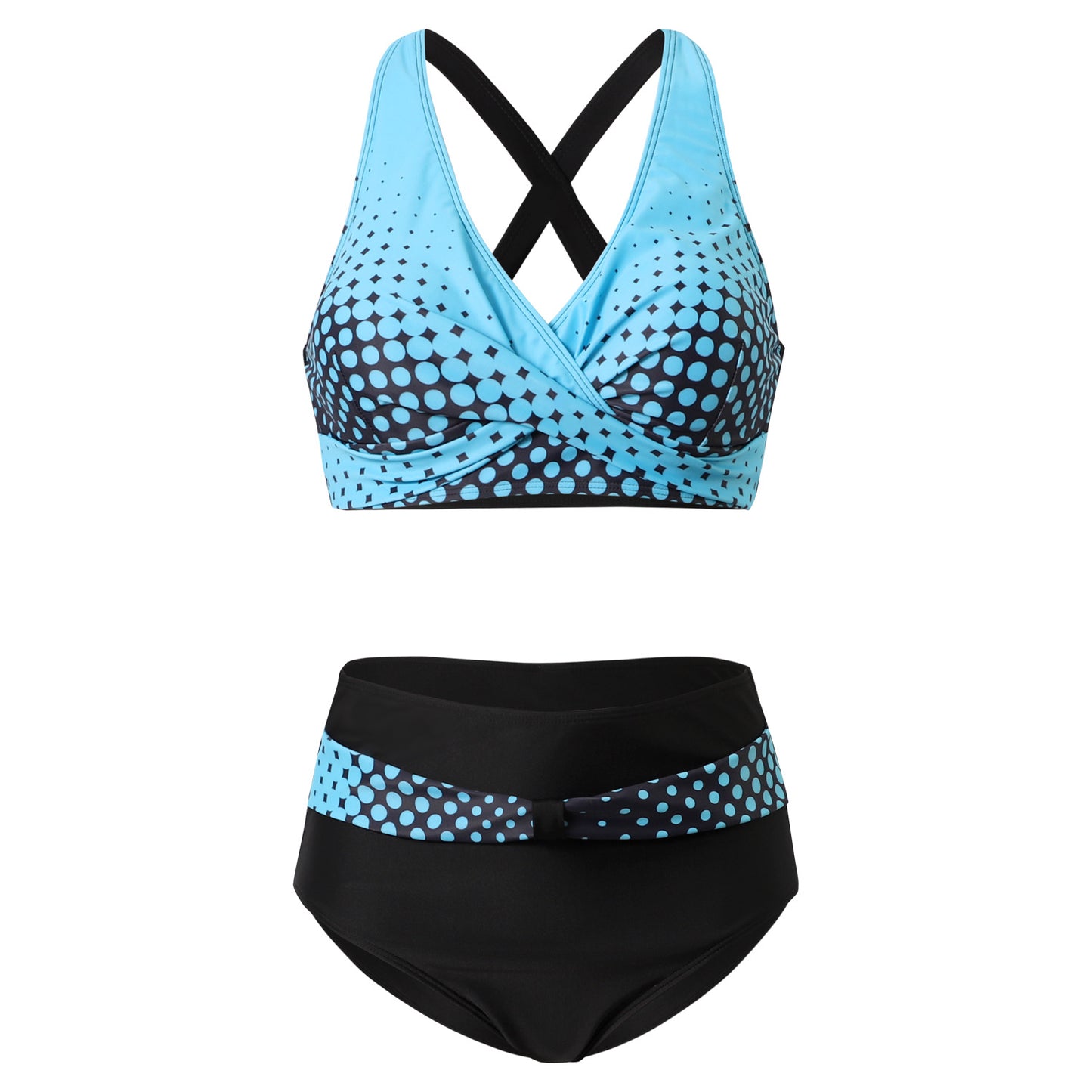 Nia | Hippe bikini met kleurrijke banden en ondersteunende top