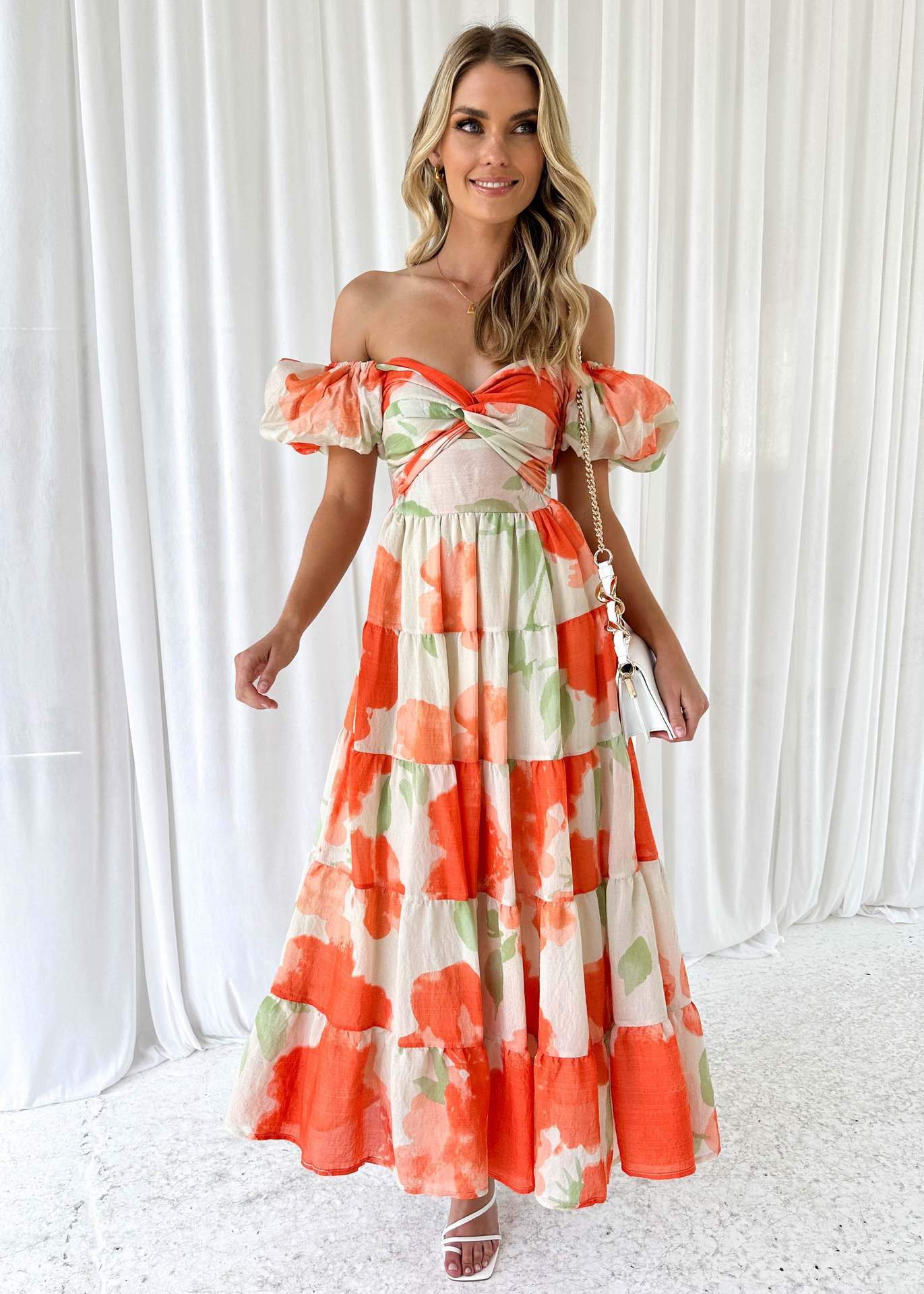 Isla | Maxi-jurk met taillecut-out en print