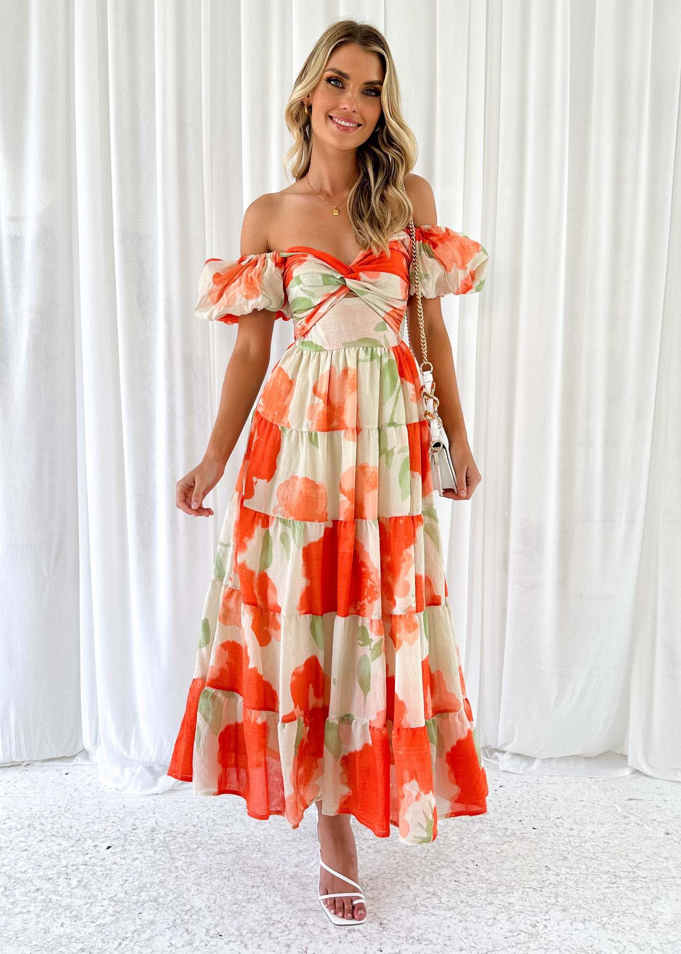 Isla | Maxi-jurk met taillecut-out en print
