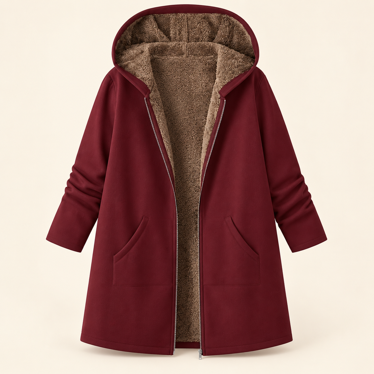 Blandine | Manteau à capuche doublure sherpa