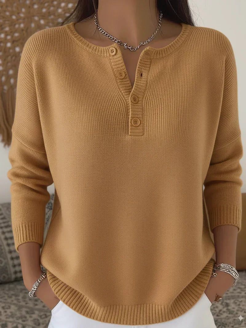 Helena | Pull en Tricot avec Boutons Henley