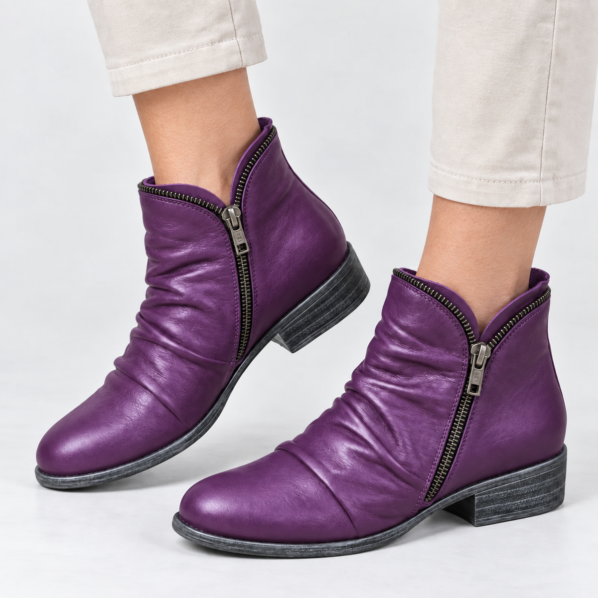 Mélodie | Bottines à petit talon et finition texturée