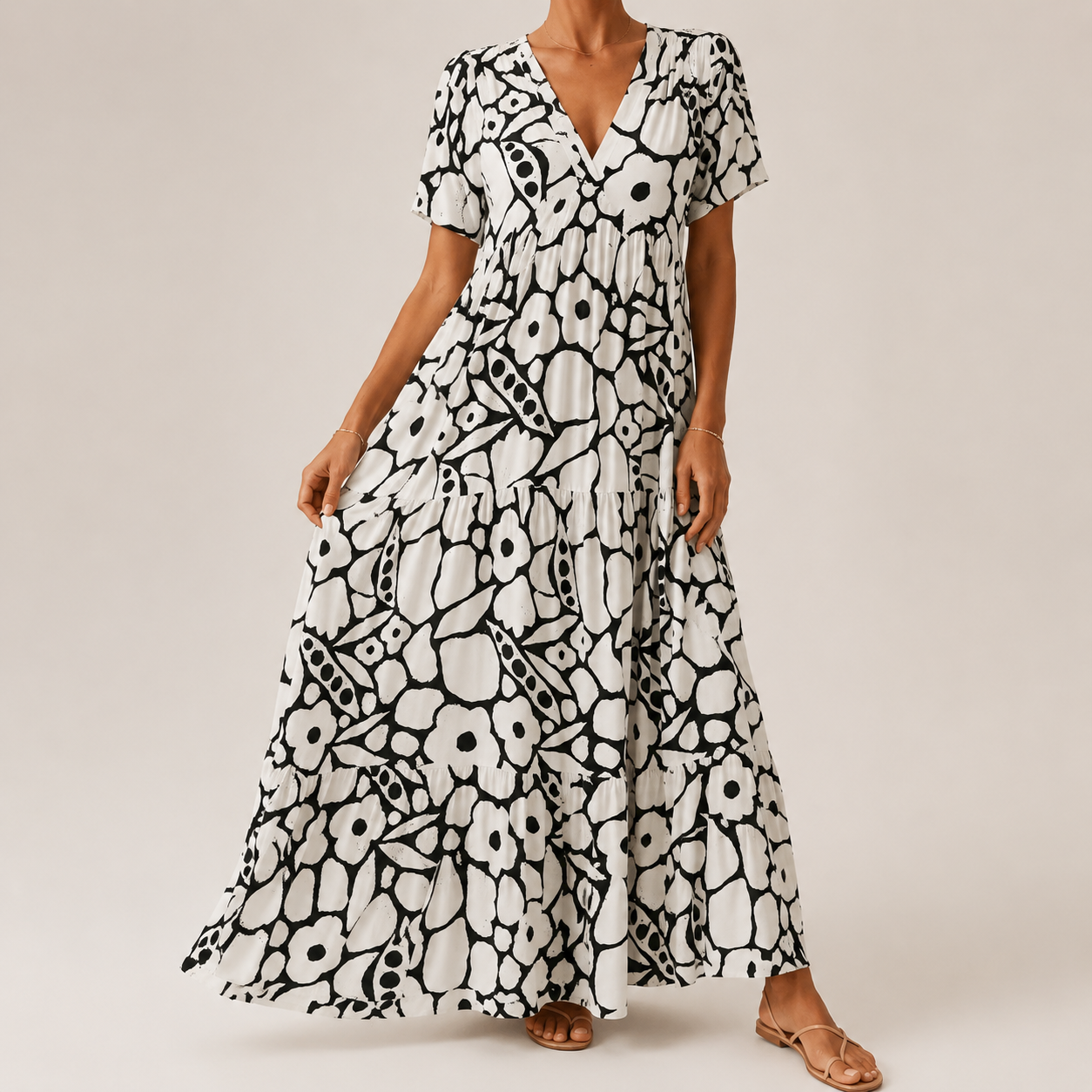 Sybil | Robe Maxi Fleurie à Col V