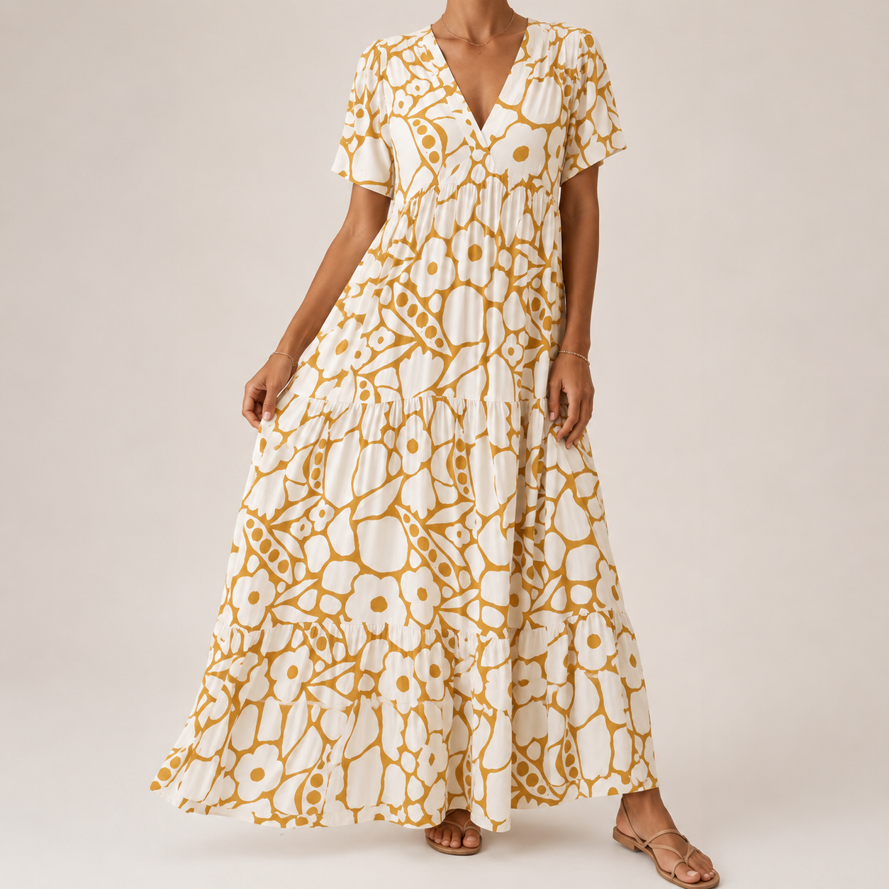 Sybil | Robe Maxi Fleurie à Col V
