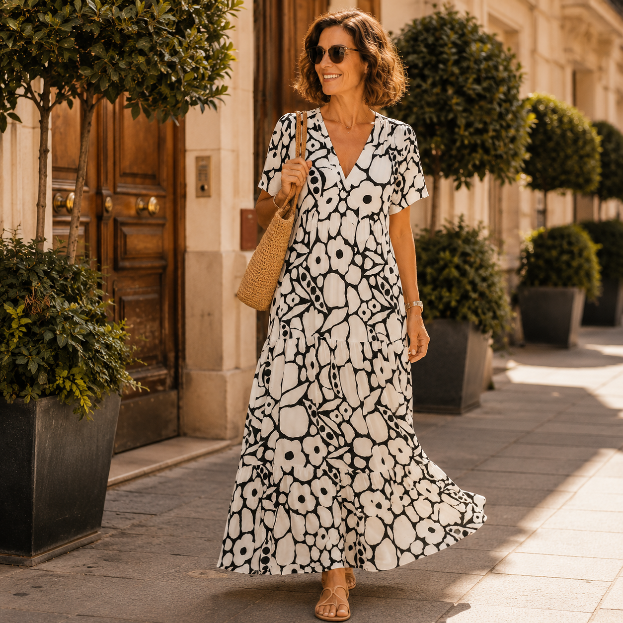 Sybil | Robe Maxi Fleurie à Col V