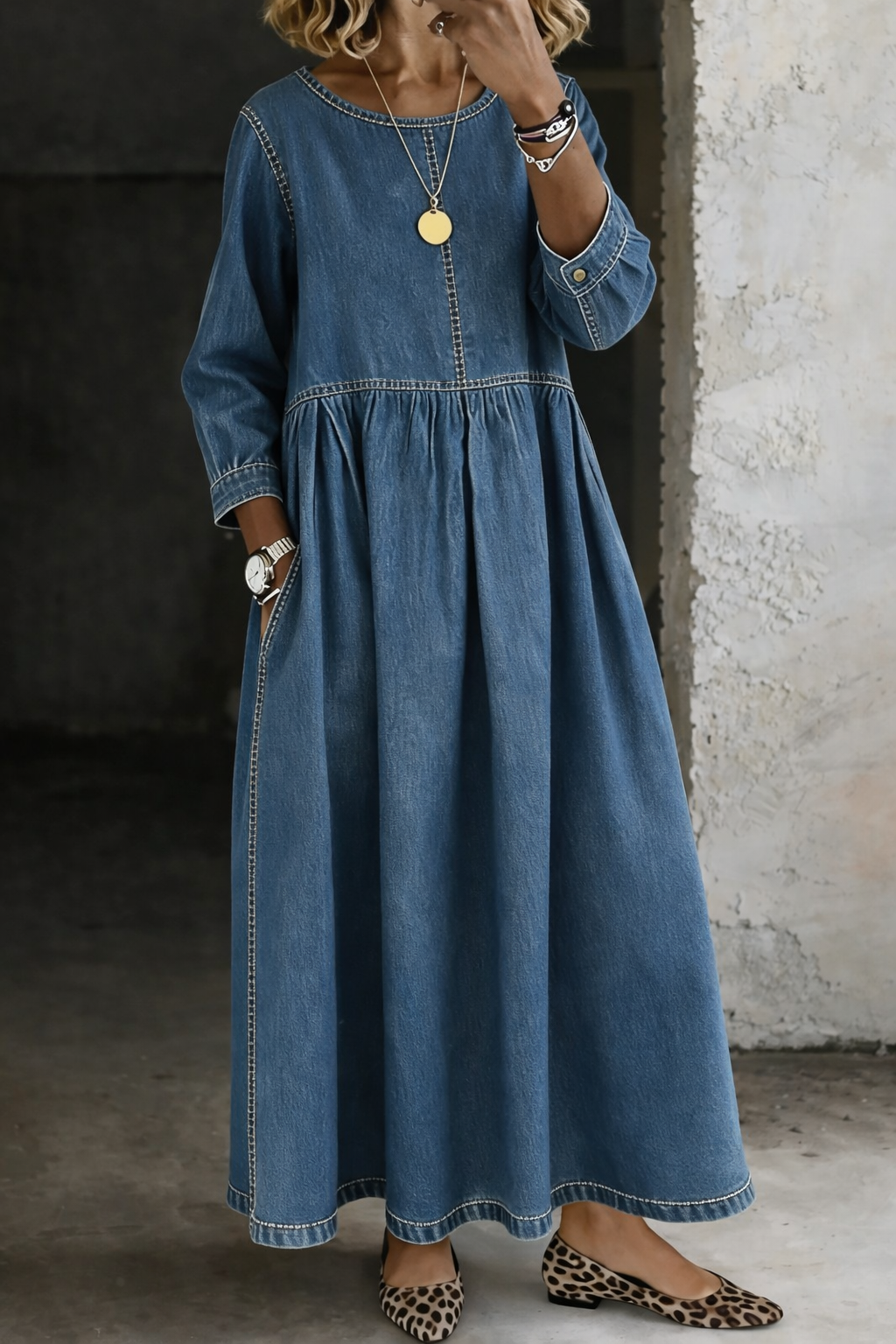 Pauline | Robe Longue Fluide à Fronces
