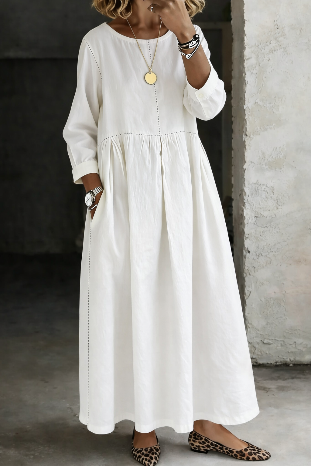 Pauline | Robe Longue Fluide à Fronces
