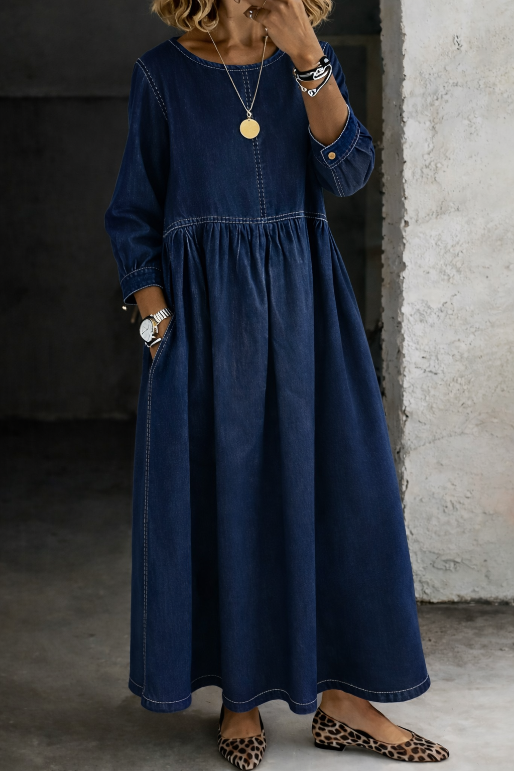 Pauline | Robe Longue Fluide à Fronces