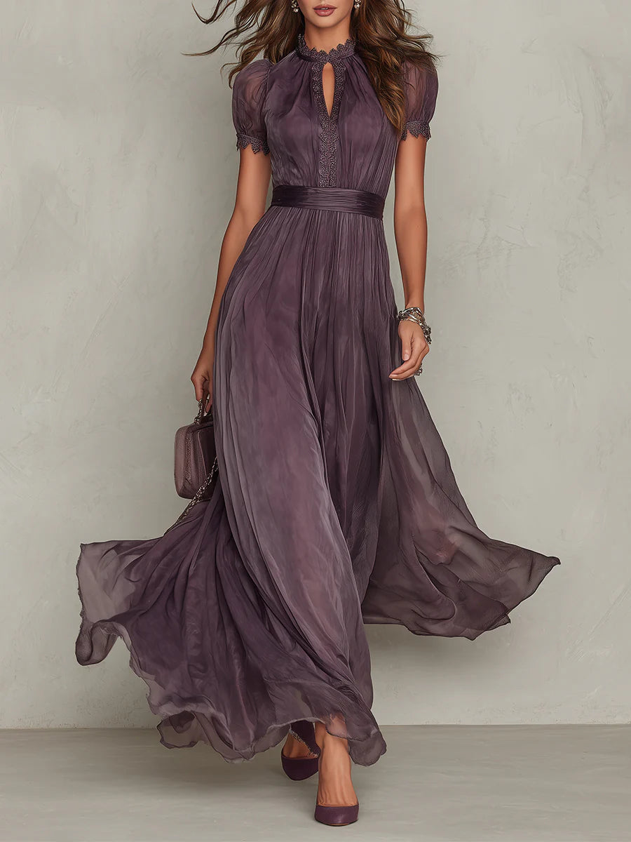 Flavia | Robe midi plissée à col montant