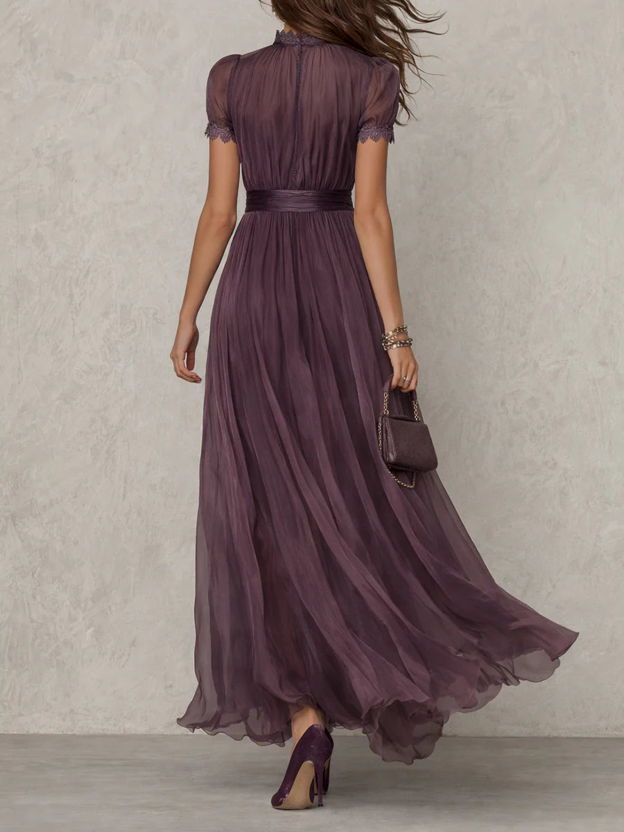 Flavia | Robe midi plissée à col montant