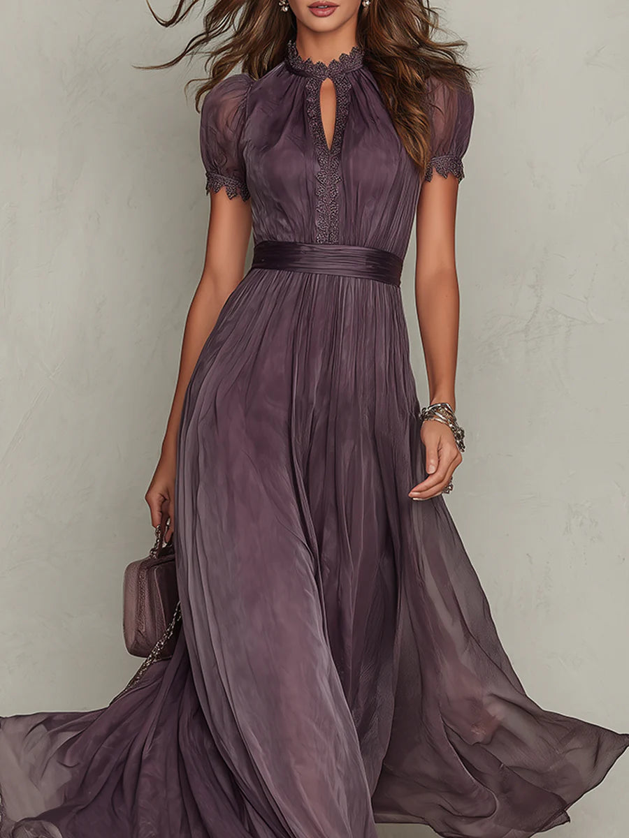 Flavia | Robe midi plissée à col montant