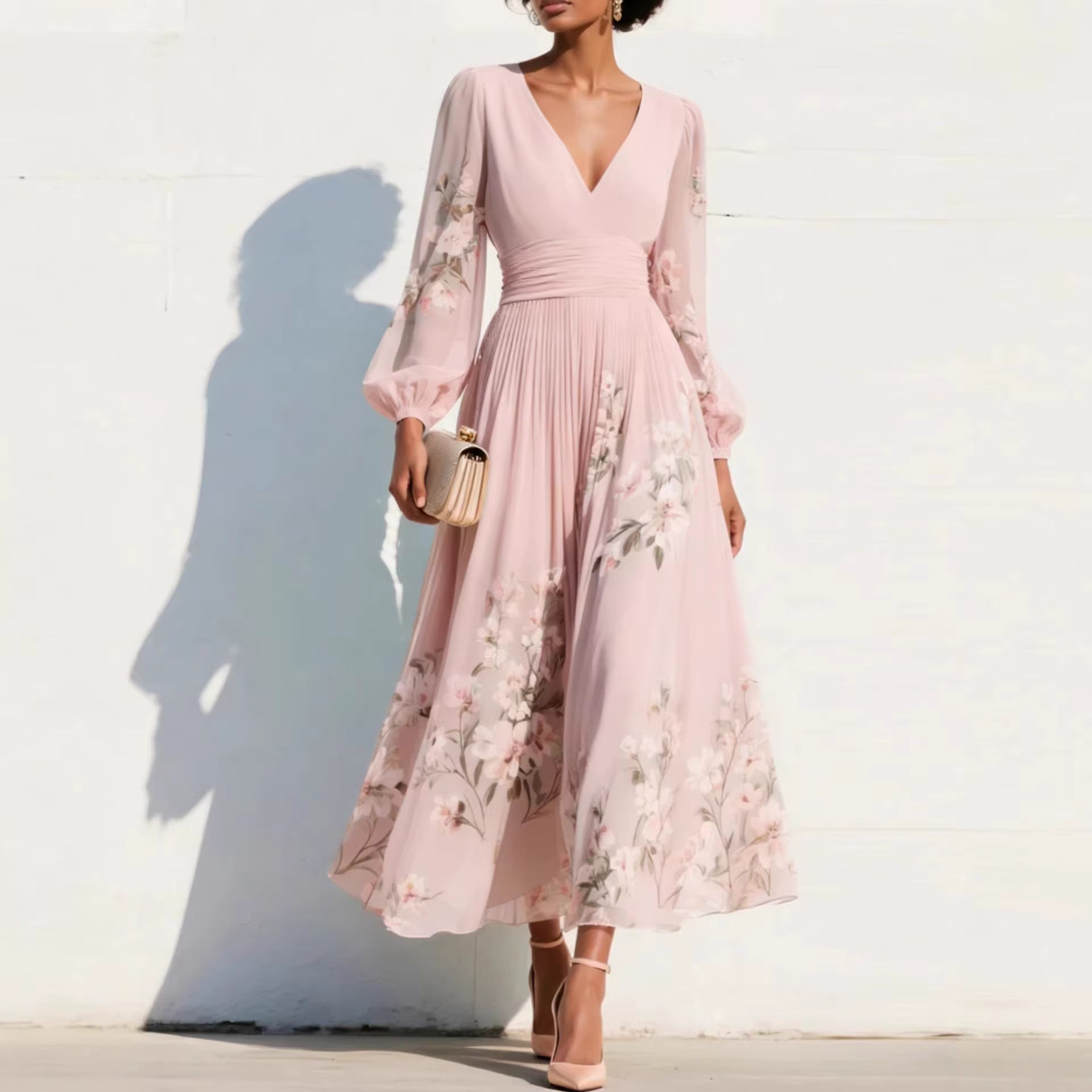 Sophie | Robe romantique fleurie à taille marquée
