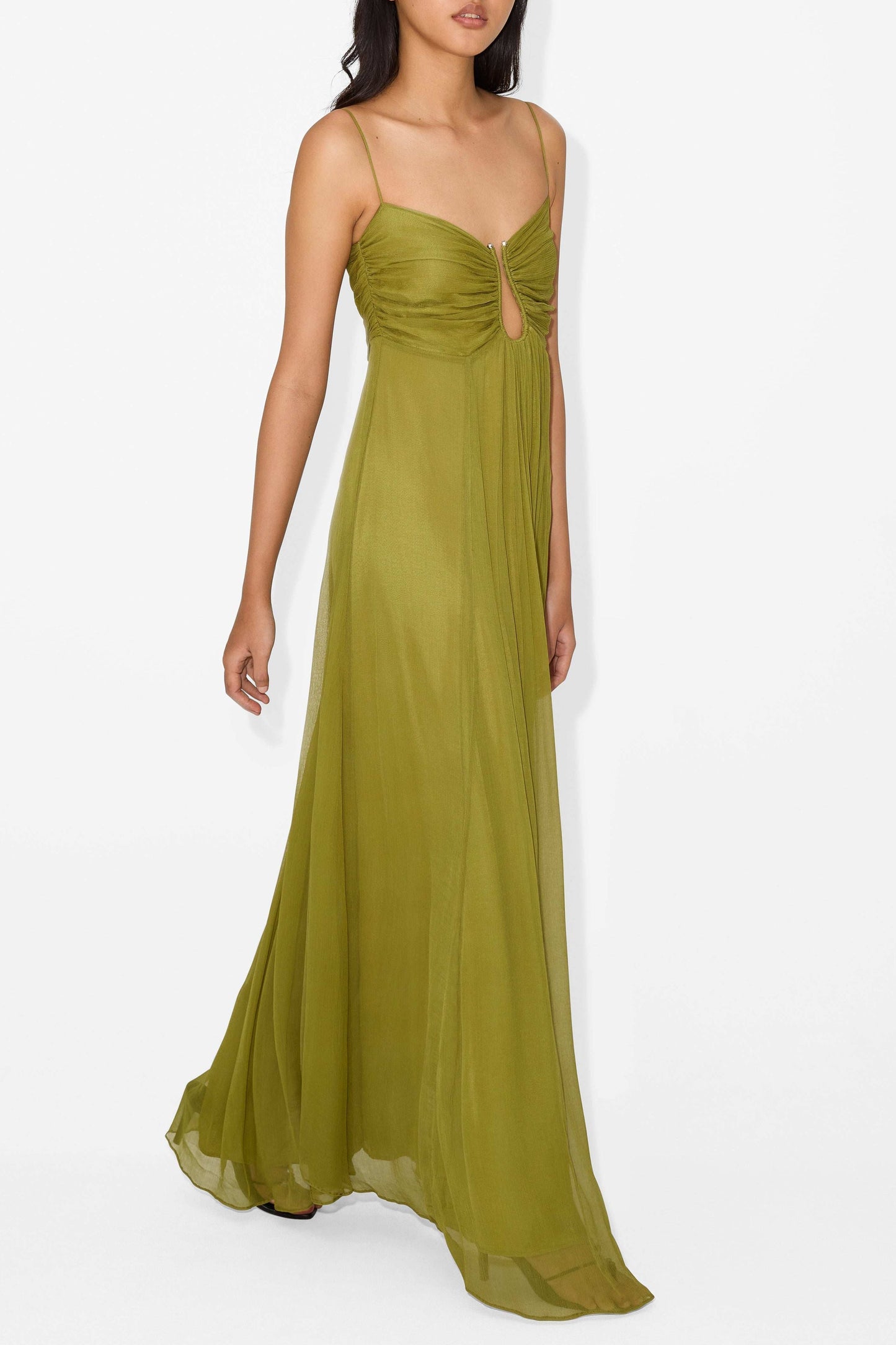 Alina | Vrouwelijke maxi-jurk met open frontdetail