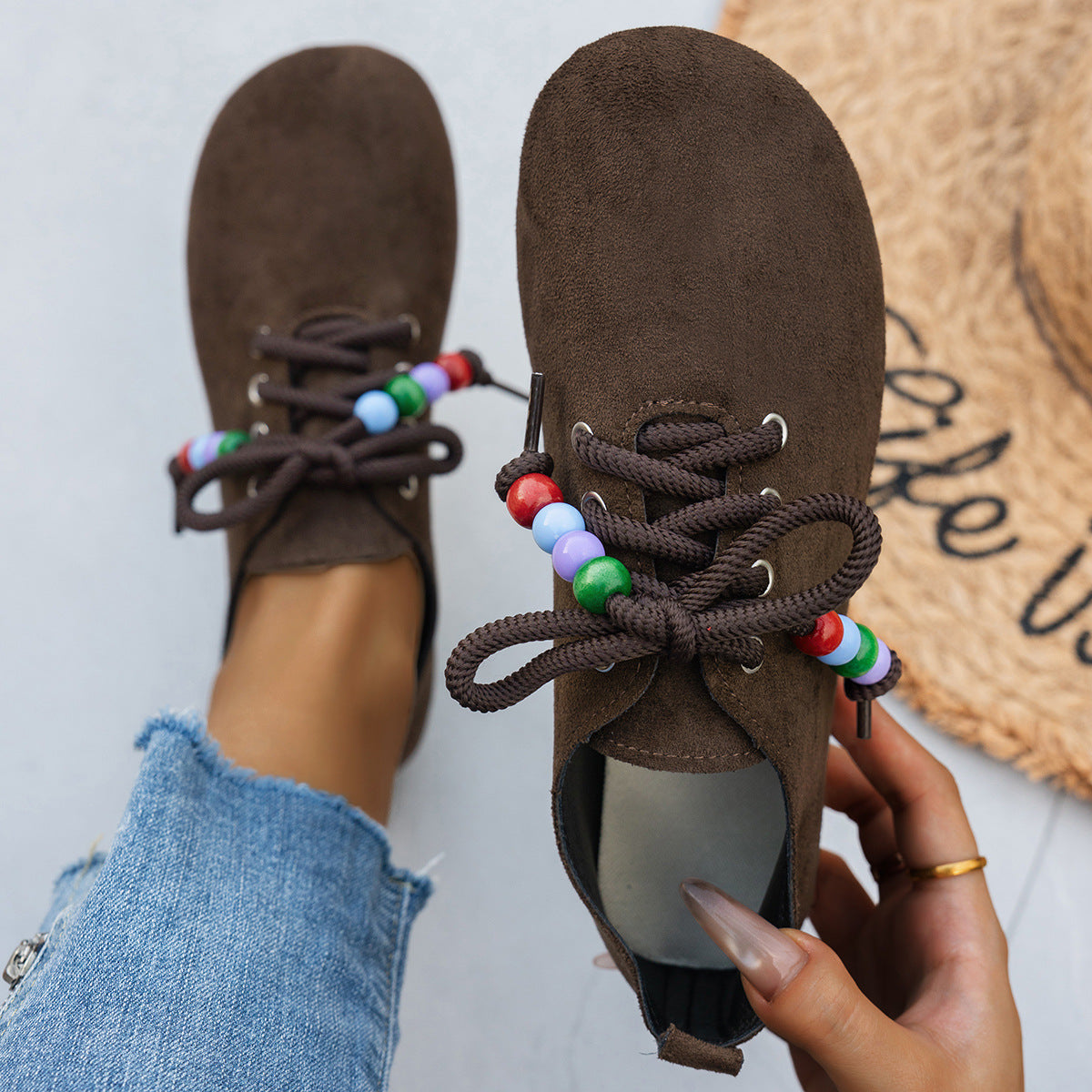 Sidonie | Mocassins en suédine à détail perlé