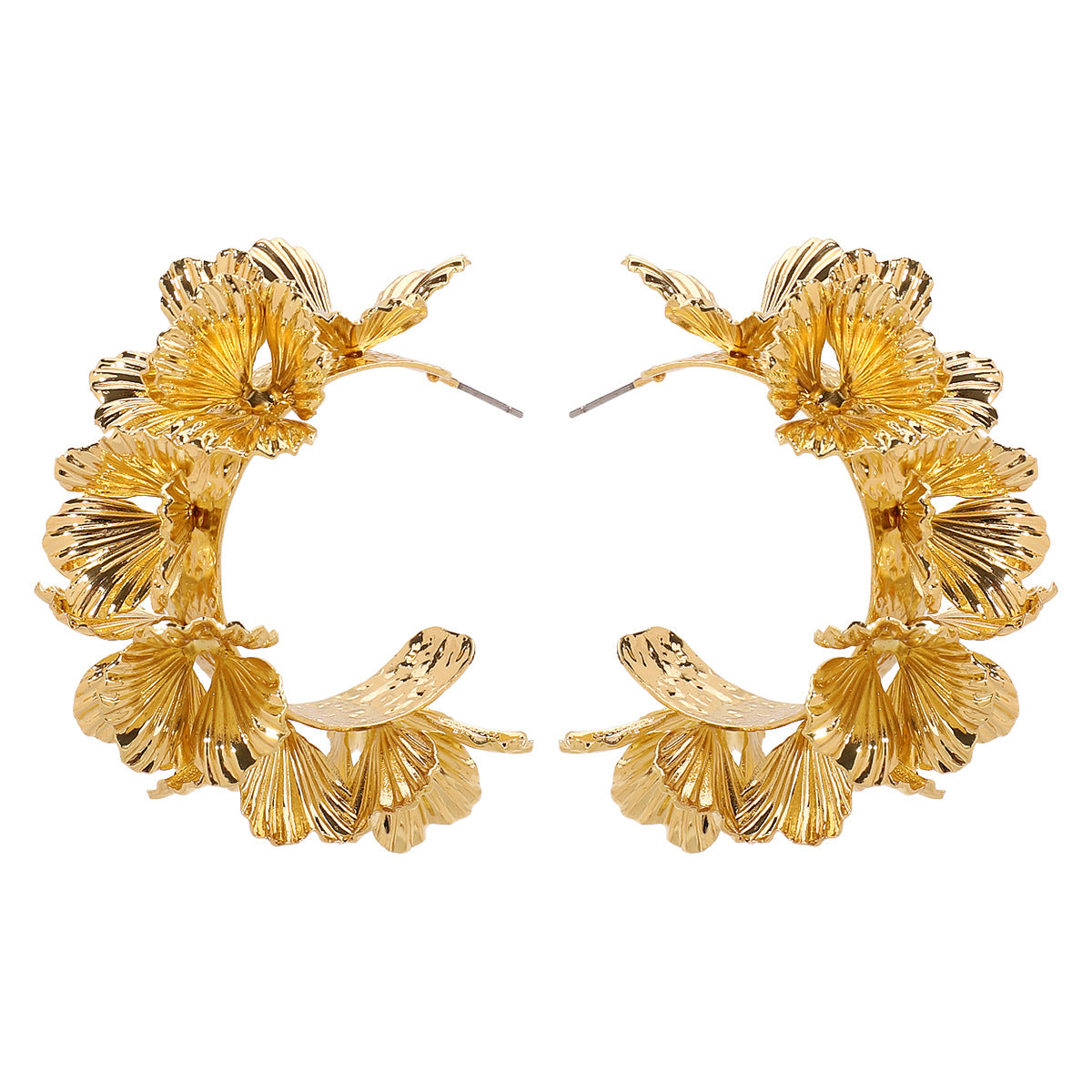 Dara | Boucles d’oreilles en C motif floral