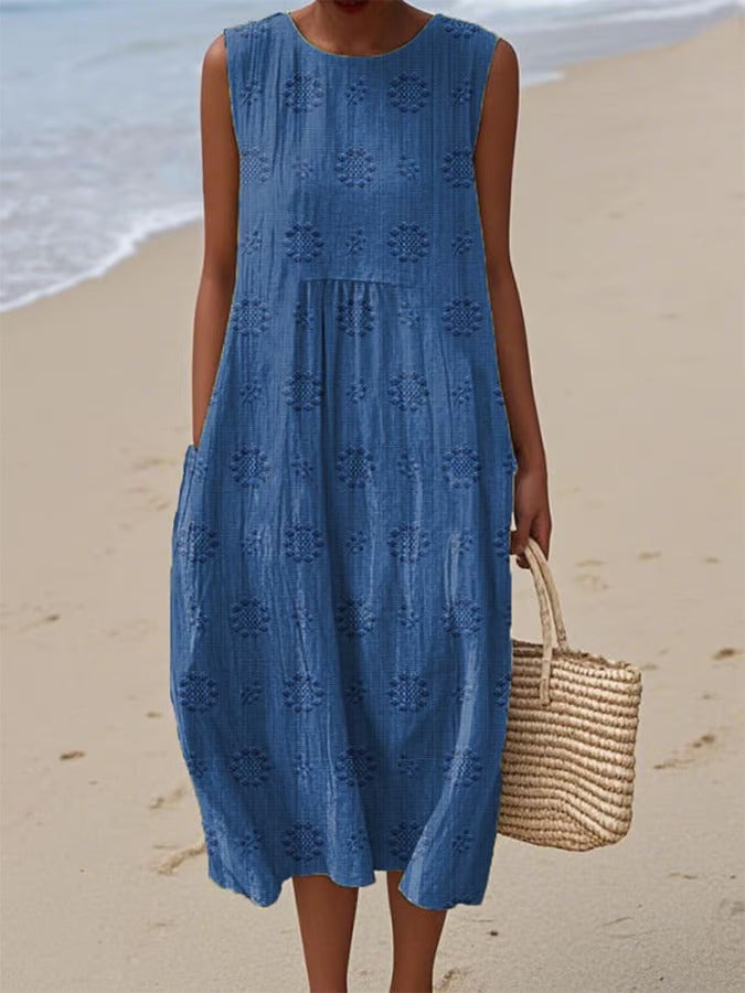 Elodie | Zomerse midi-jurk met geborduurde details