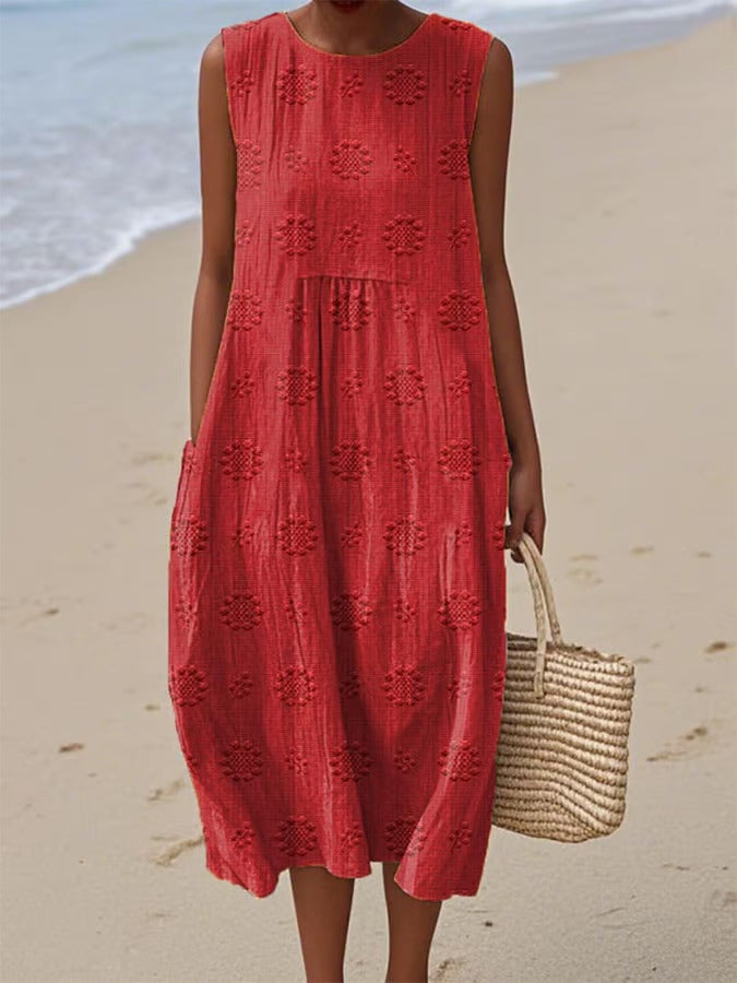 Elodie | Zomerse midi-jurk met geborduurde details
