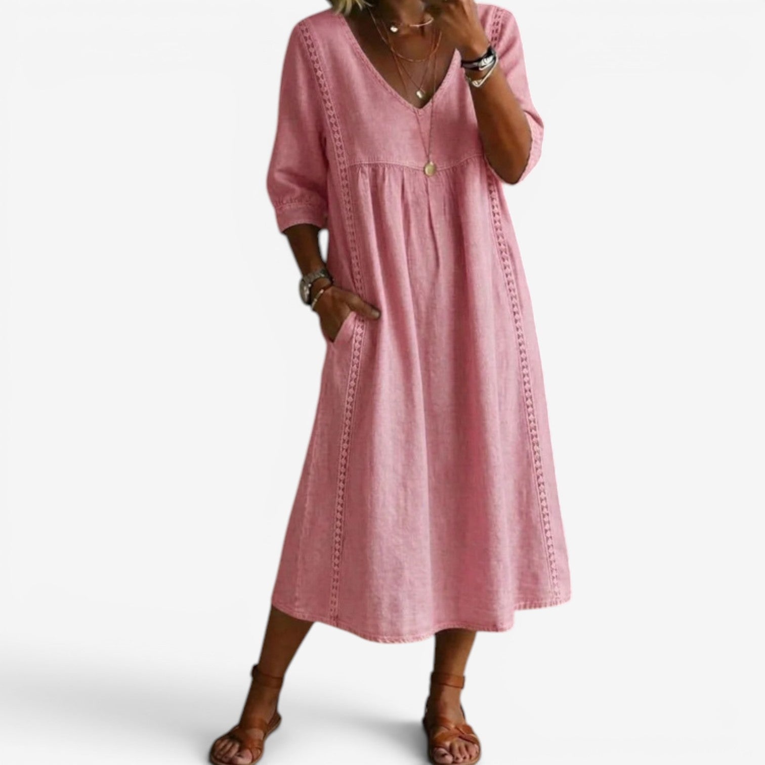 Clémence | Robe midi fluide à col V