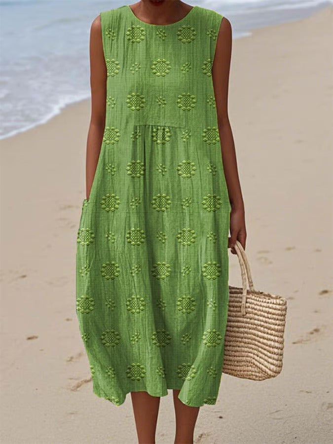 Elodie | Zomerse midi-jurk met geborduurde details