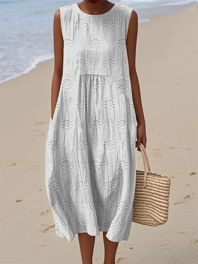 Elodie | Zomerse midi-jurk met geborduurde details