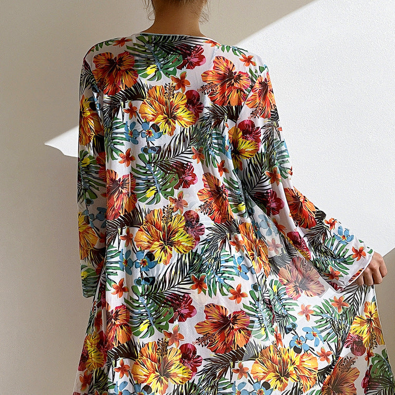 Lani | Bikini tropical avec détail noué et kimono assorti