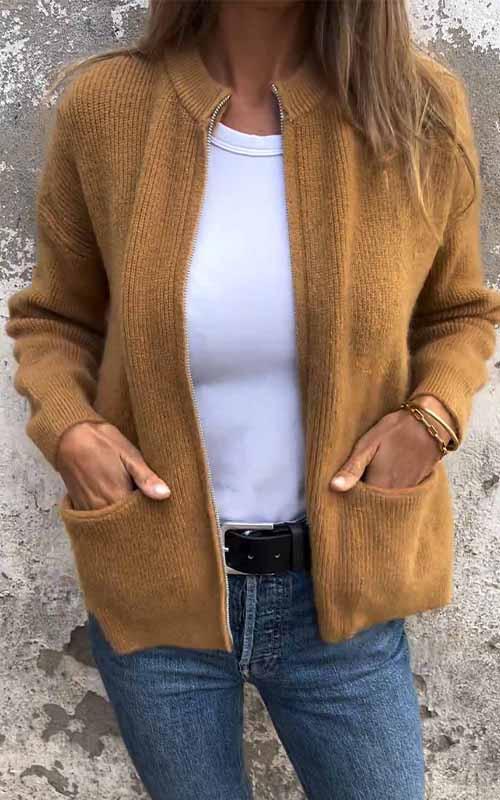 Lorine | Casual knit vest met ritssluiting