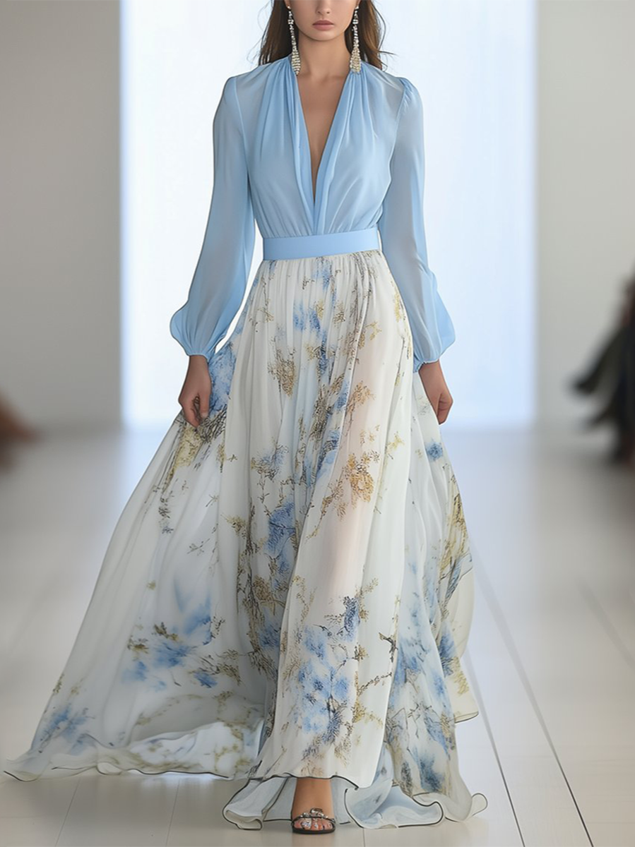 Élodie | Robe Maxi avec Imprimé Floral Élégant