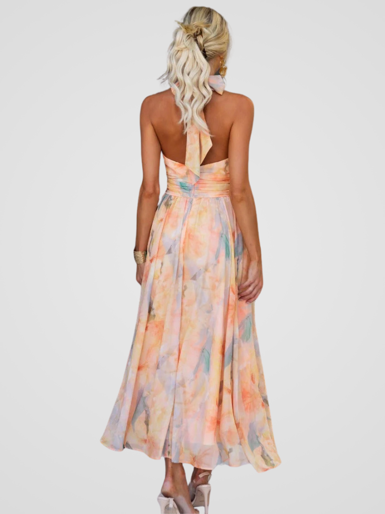Solene | Robe d’été dos nu aux couleurs raffinées