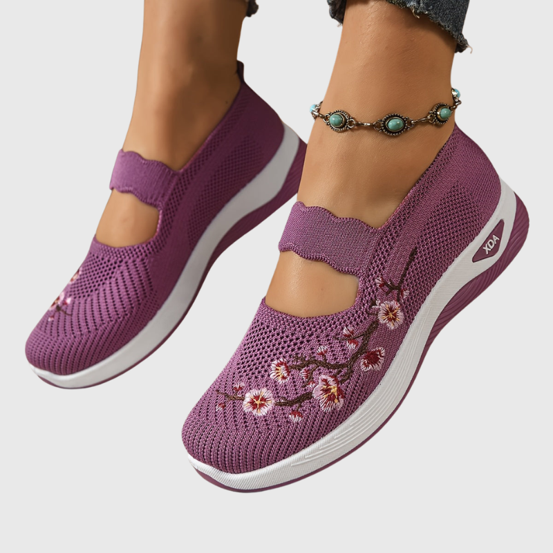 Aurore | Baskets en maille avec broderie florale
