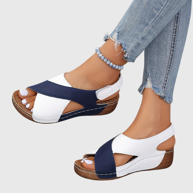 Clara | Sandales confort bicolores à semelle ergonomique