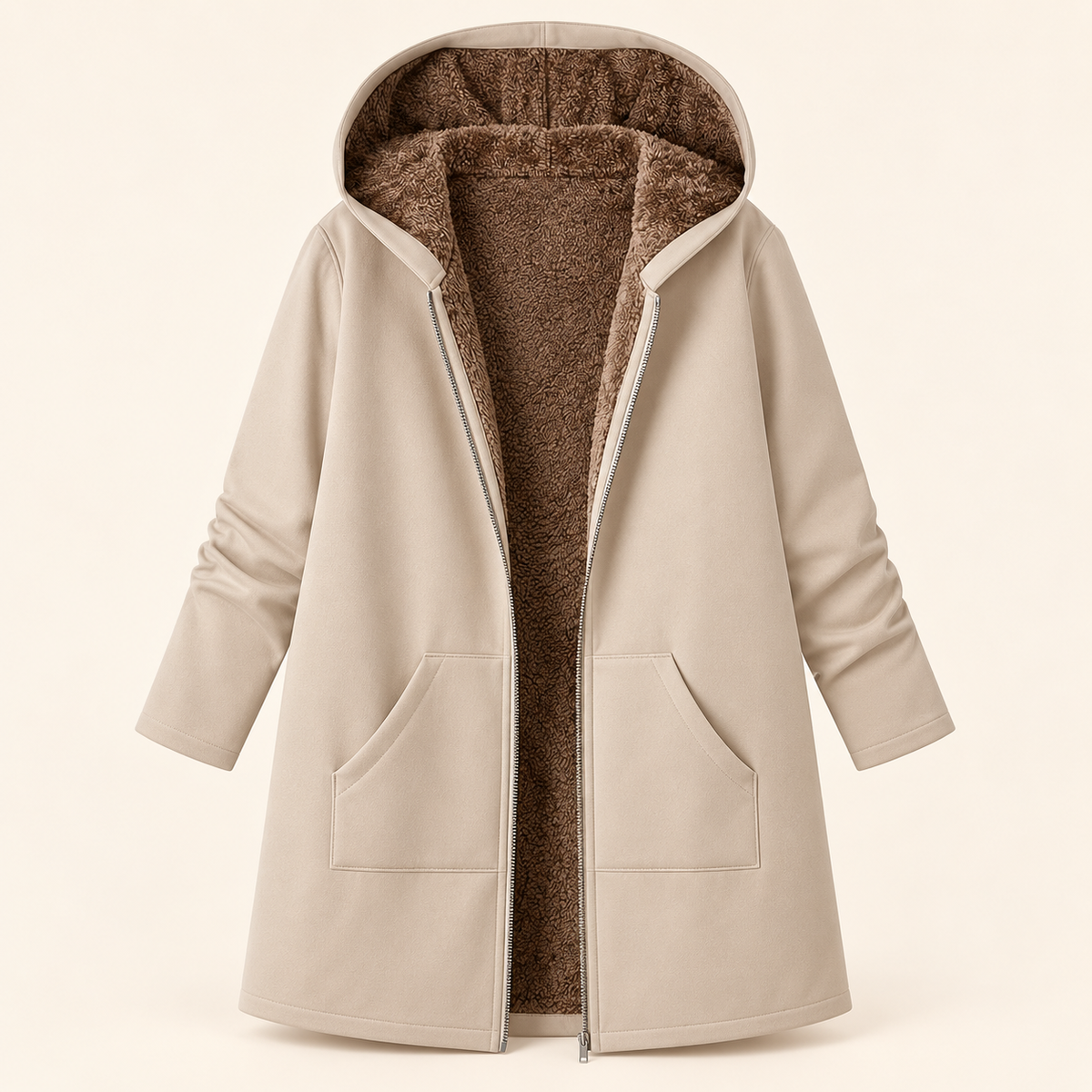 Blandine | Manteau à capuche doublure sherpa