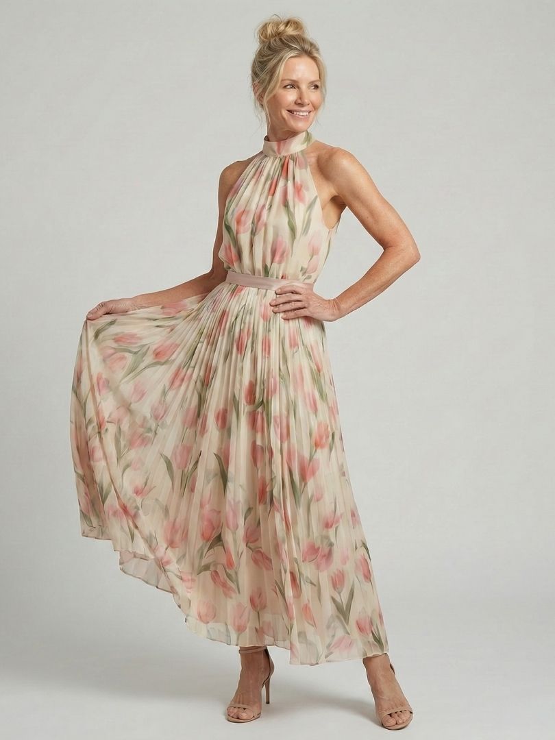 Élodie | Robe Midi Fleurie Élégante