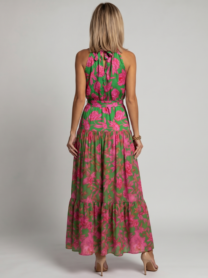 Élodie | Robe Midi Fluide à Encolure Halter