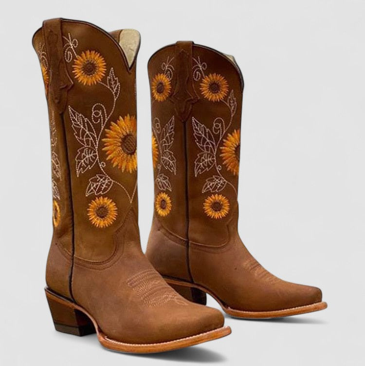 Soledad | Bottes Campagnardes avec Fleurs Brodées