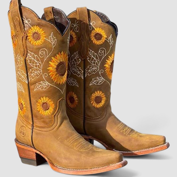 Soledad | Bottes Campagnardes avec Fleurs Brodées
